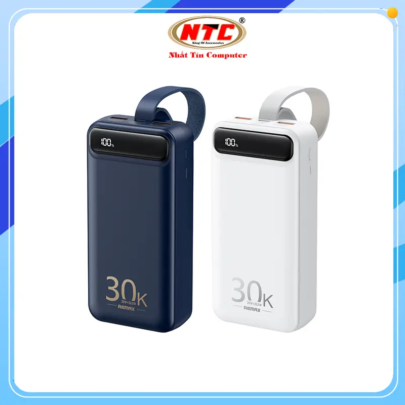 Pin dự phòng Remax RPP-522 30000mAh QC3.0 22.5W và TypeC PD 20W, Đèn led siêu sáng - Nhất Tín Computer 0