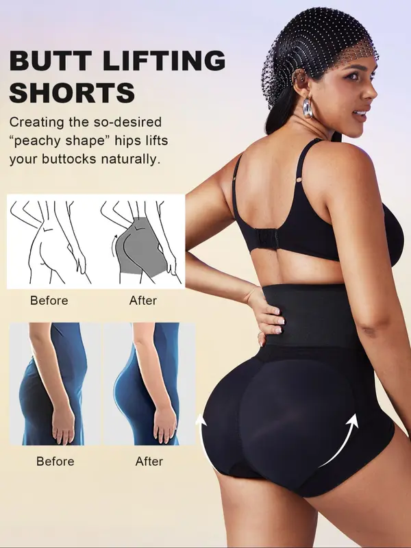 Women's Solid High Waist Shapewear Shorts, Tummy Control Butt Lifting Shaper, High Stretch Shapewear Bottoms for Daily Wear 4