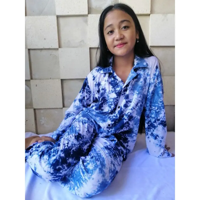 Set Pajamas Tie Dye Rayon Bali Anak Lengan Panjang (10-11 th) / PIYAMA TIDUR / PIYAMA BEST SELLER 8