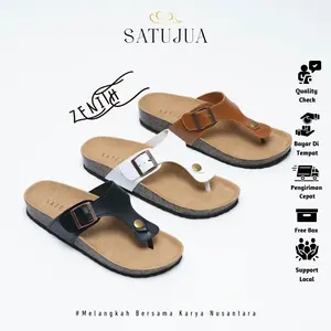 Satujua - ZENITH Sandal Jepit Kasual Wanita / Hak 3 Cm Sandal Puyuh Jepit Nonslip Syntethic Leather Sandal jepit Open Toe Sendal