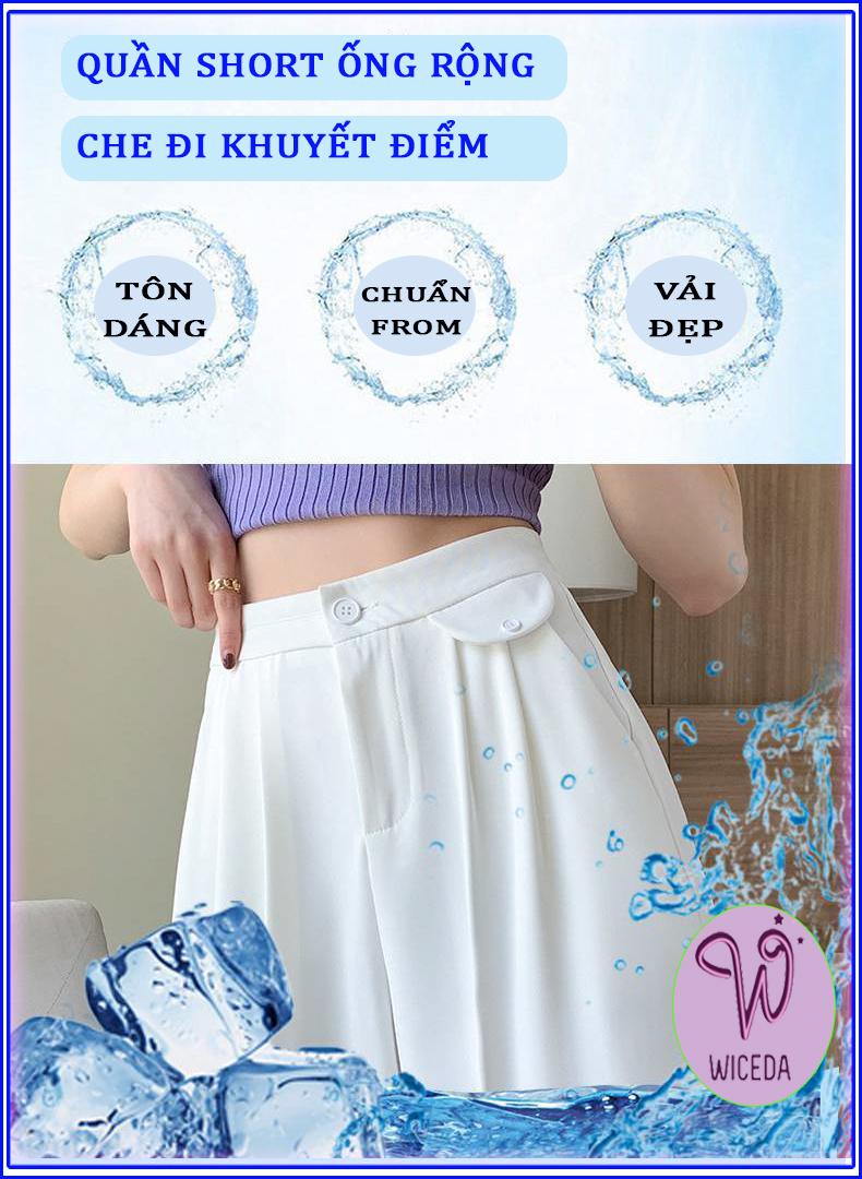 Product Introduction of Quần short nữ ống rộng cạp cao Wiceda . quần sooc ngố lưng cao 2 màu đen trắng mặc ở nhà đi chơi chất vải dày dặn QN520 10