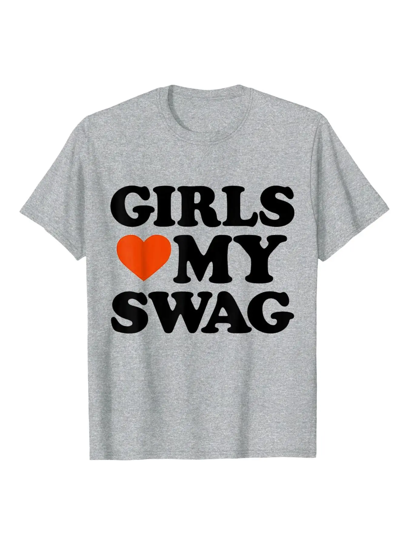 Men's Regular Fit "Girls I Love My Swag" Print Round Neck Tee, Casual Short Sleeve Crew Neck T-Shirt for Summer, Fashion Men's Top for Daily Wear