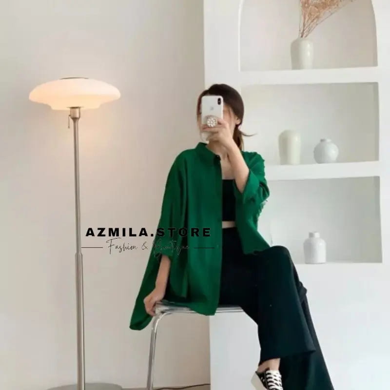 KALEA SHIRT - Kemeja Katun Linen Basic Oversize Atasan wanita Elegan Baju Fit 7