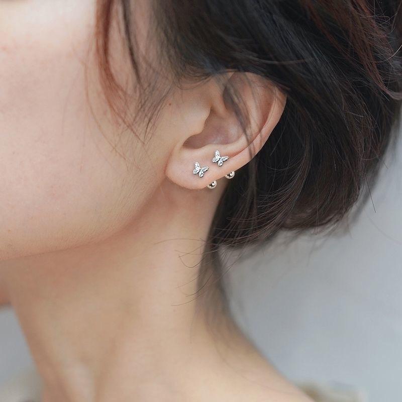 Bông Tai Hình Bướm, Thiết Kế Thanh Lịch, Bông Tai Vòng Xỏ Lỗ, Chống Sốc, Dễ Phối Đồ, Khuyên Bông Khuyên Tai Đinh Tán Đơn Giản, Thích Hợp Cho 1-5 Cặp, Trang Sức T, Thời Trang, Phụ Kiện Quà Tặng 2