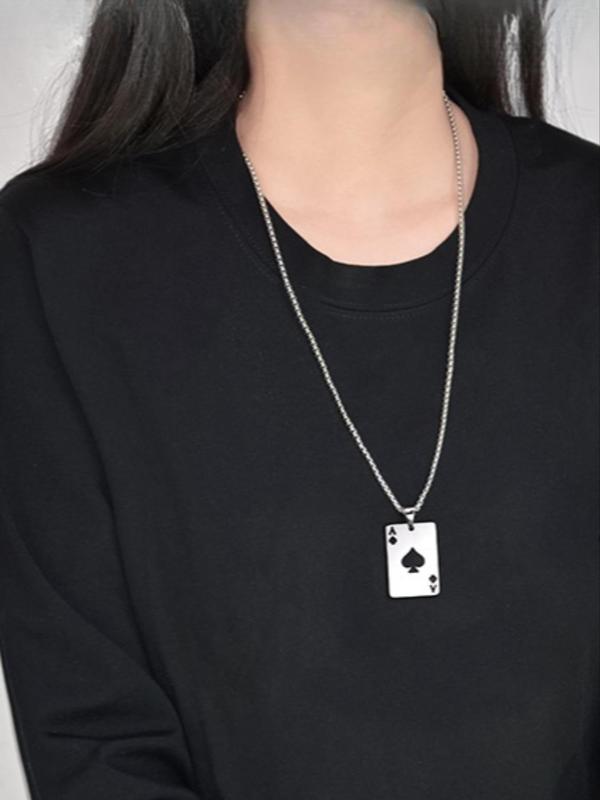 Unisex Street Style Poker Design Pendant Necklace, Trendy Novelty Charm Necklace, Chic All-match Vintage Jewelry As Gift for Women & Men, Valentine's Day, Gift 6