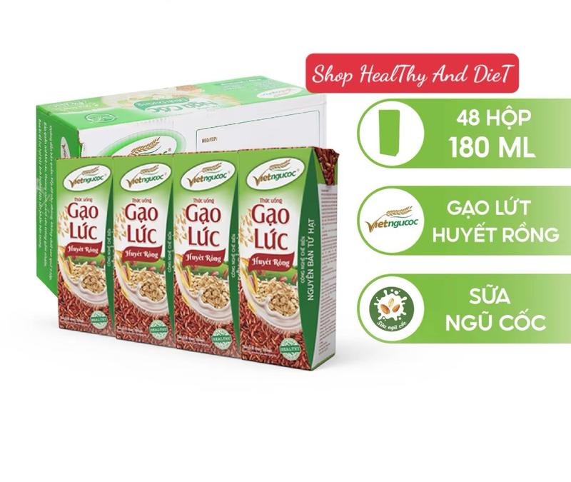 [ĐƠN HOẢ TỐC] 12 Lốc Gạo Lức Huyết Rồng Việt Ngũ Cốc Lốc 4 Hộp - 180ml/Hộp 0