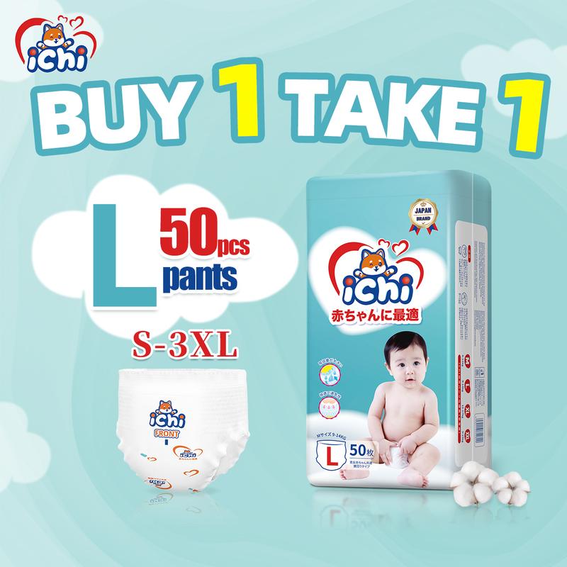 ichi Baby Diaper Pants Buy1 Take1 Bundle Pack Large Size Small Medium XL XXL Tape/Pull-ups