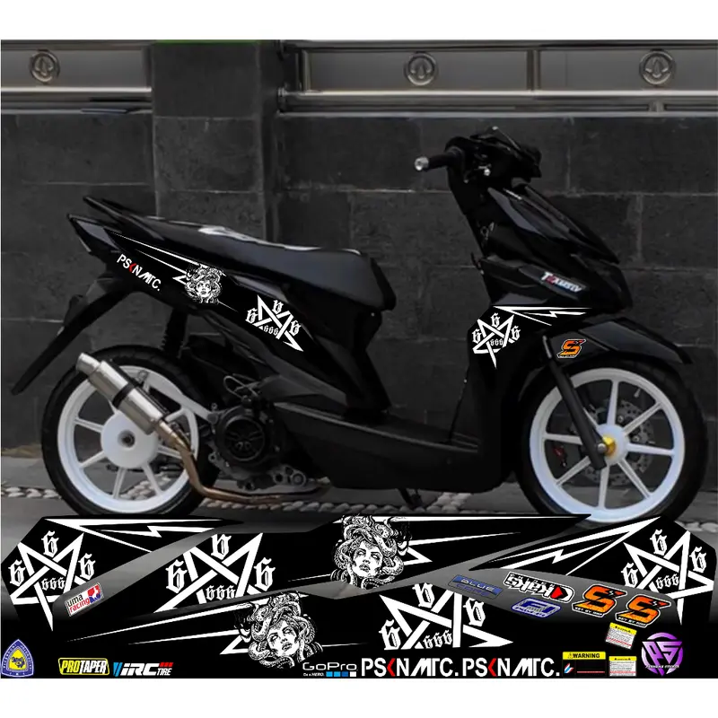 PS03 STRIPING STICKER HONDA BEAT NEW/ESP MOTIF MEDUSA VARIASI SIMPLE 0