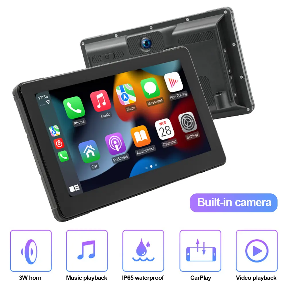 7 Inch Motorcycle Navigation IPS GPS Wireless Apple Carplay Android Auto Motorcycle BT IP67 Waterproof Touch Screen Display #466079