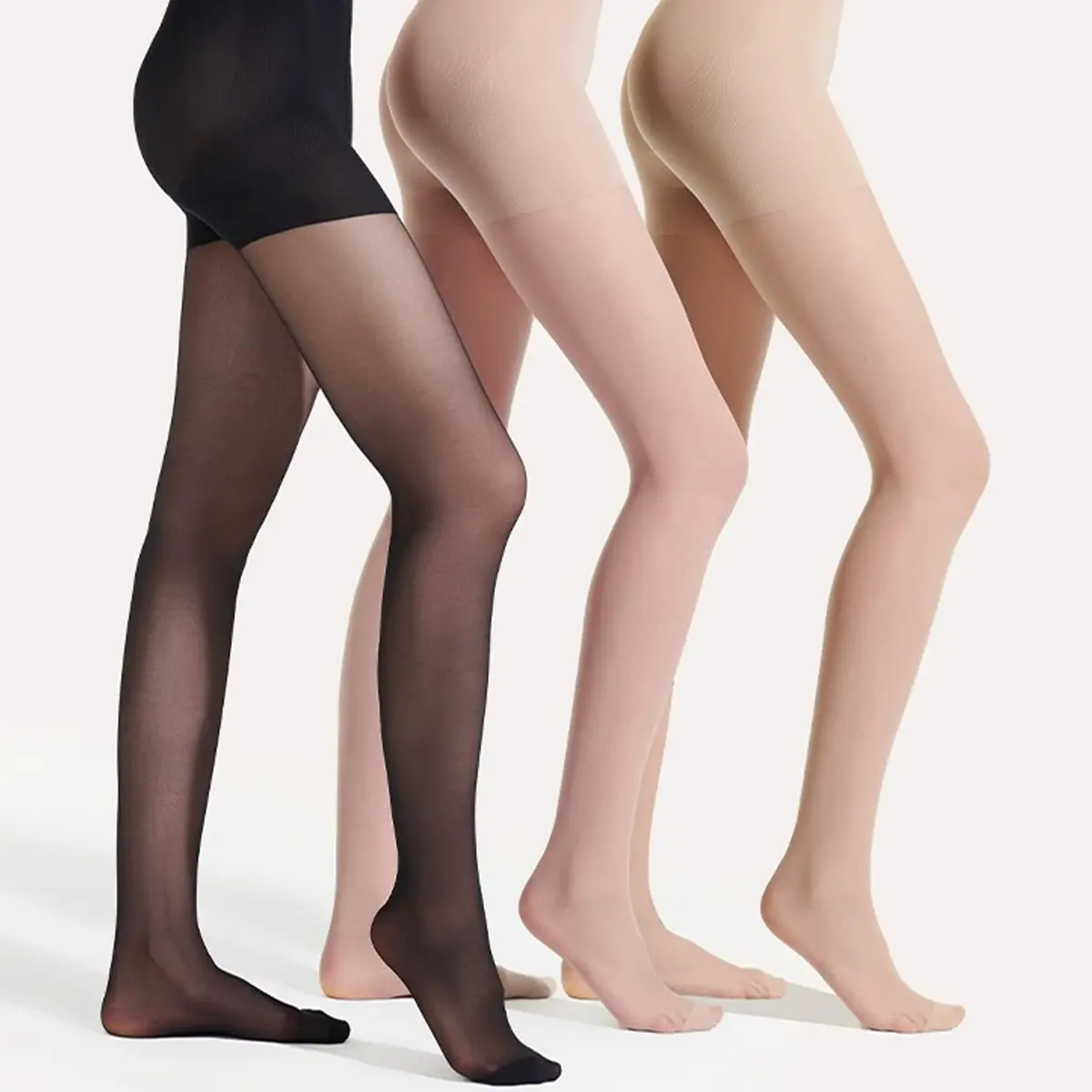Ultra-Thin Pantyhose Legs Tights High Elastic Summer High-Waisted Tights Black Nude Gray Stockings Foot Step Black silk stockings