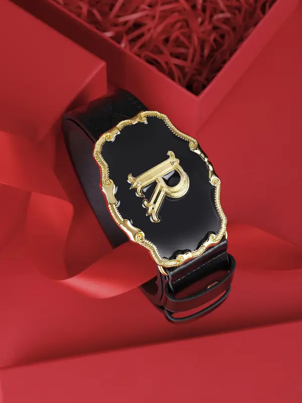 Men's Vintage Letter Pattern Decorative Belt, PU Leather Buckle Belt, Business Casual Waistband for Trousers, Fashion Clothes Accessories for Daily Clothing Decoration, without Box 2