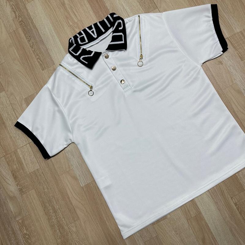 Áo polo PHỐI HAI KHÓA cổ bo dệt chữ   đủ 4 size cho ae vào săn nhe  Menswear 5
