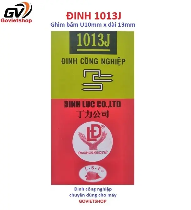 Đinh 1013J - LĐ hình con Cá - hộp 5.000 cây ghim U10 x chân dài 13mm - sử dụng nạp Máy bắn đinh J10 bắn gỗ ván 3