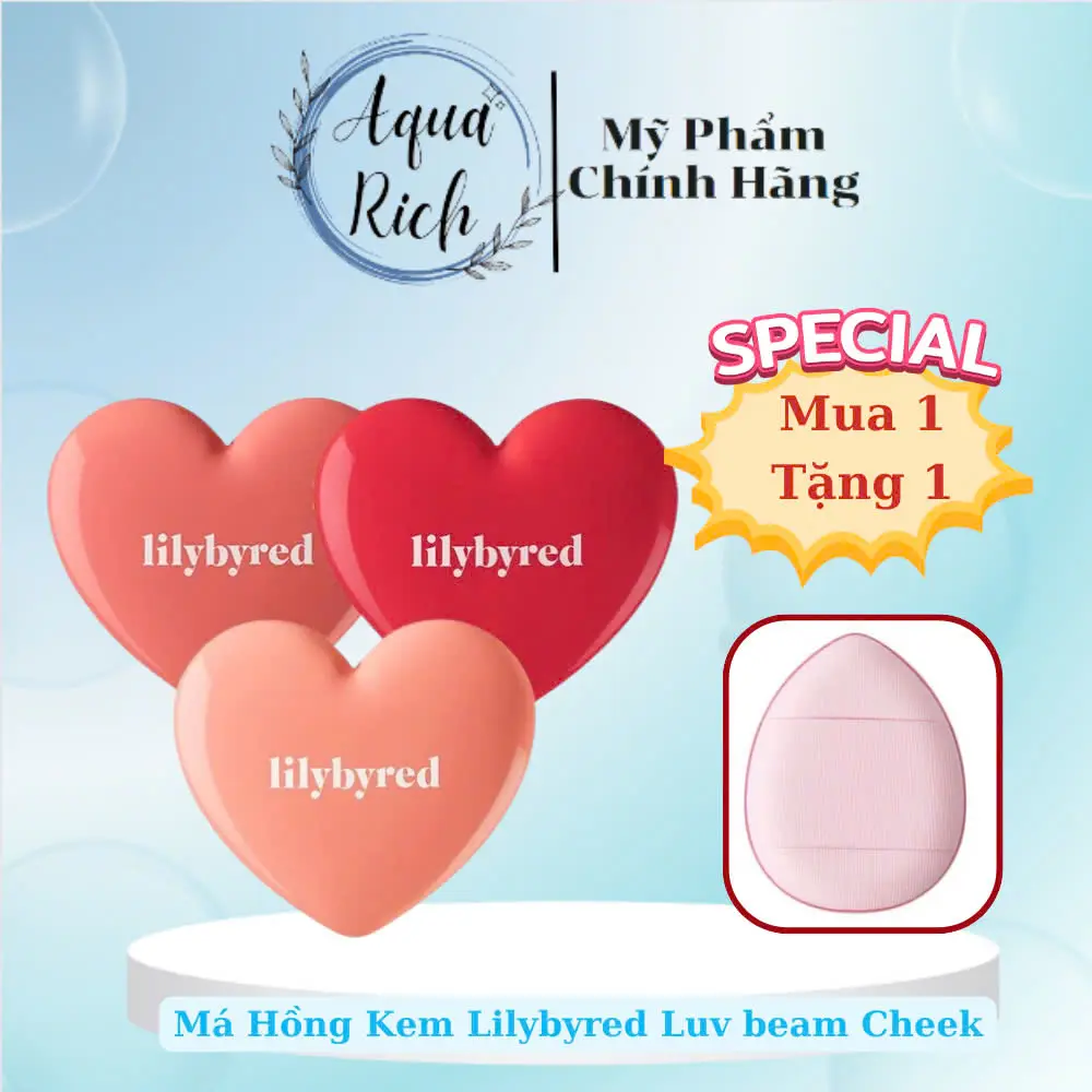 [Đủ Màu]Phấn Má Hồng Dạng Kem Hình Trái Tim LILYBYRED LUV BEAM CHEEK 4.7g [01 - 02 - 03 - 04]