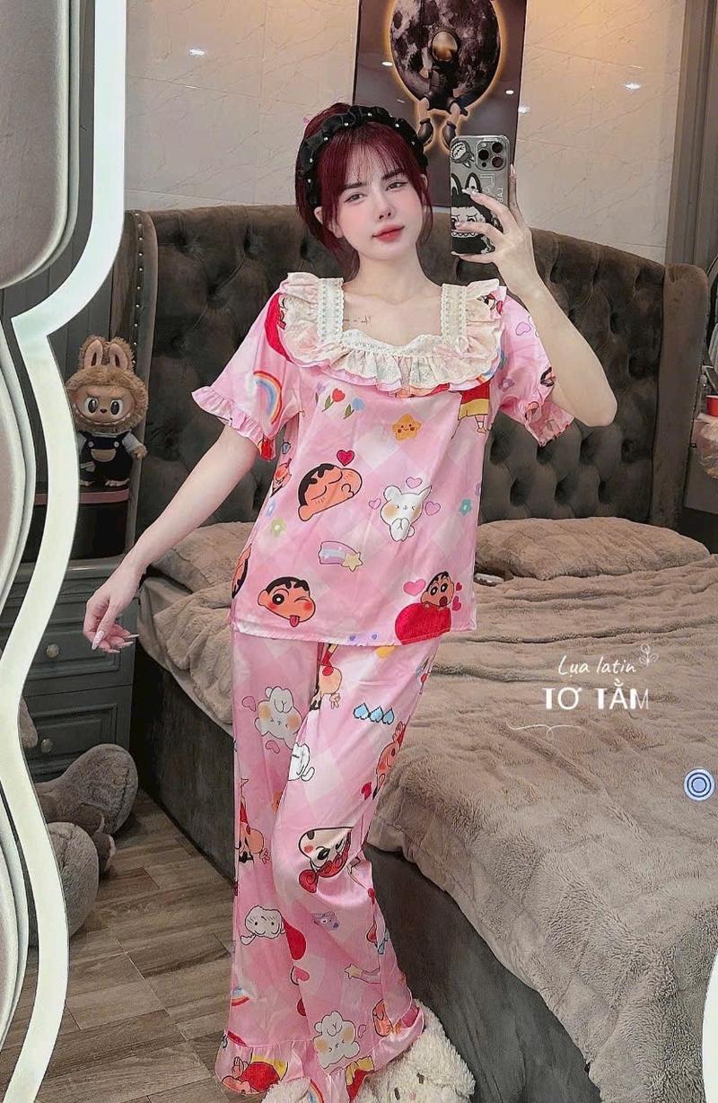 Product Introduction of Lụa xước tay cộc quần dài Nữ Women 19