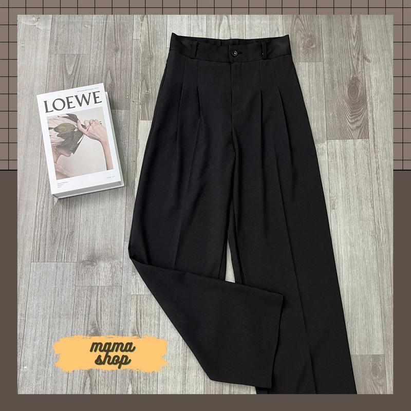 Quần ống rộng nữ chất Gold Hàn, Quần tây ống suông cullotes dáng dài 1 khuy Pants Jean  Women 0