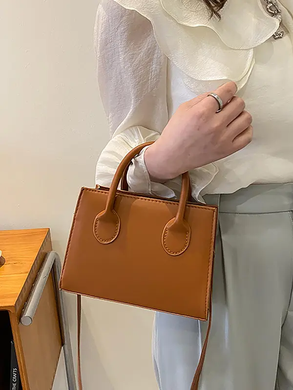 Trendy Minimalist Zipper Small Compact Square Bag, Personalized Luxury Handbag, Elegant Pu Leather Shoulder Crossbody Bag for Daily Use As Birthday Gift for Friend, Gift for Mom Mother's Day Gift, Purse Women, Sling Purse 4