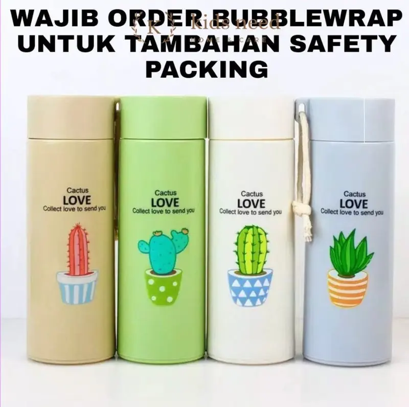 BOTTLE CACTUS Botol Minum Kaca Unik Motif Kaktus Botol Minum Packing Box 1