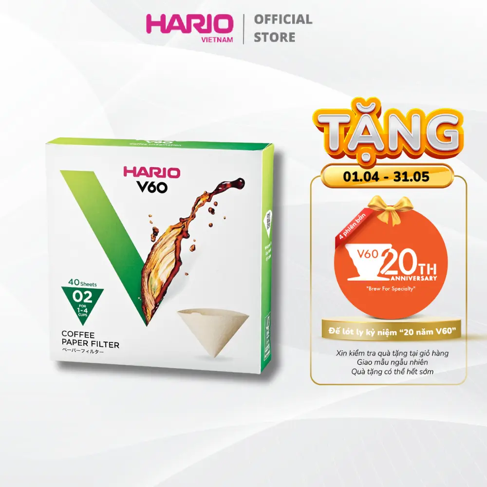 Giấy Lọc Cà Phê Hario V60 Paper Filter VCF-02-40W 40 tờ, size 02