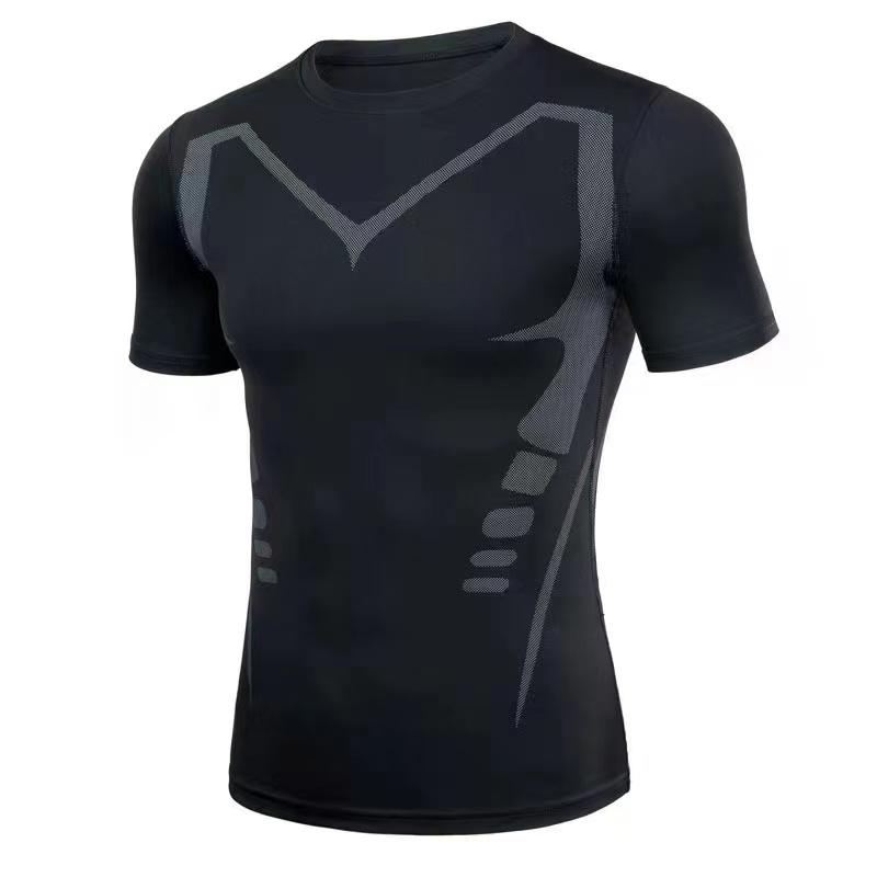 Áo Thun Nén, JOY, Dành Cho Nam, Thích Hợp Tập Gym, Thể Dục, Thể Thao, Nhanh Khô, Chạy Bộ, Chạy Bộ, Quần Bó Tập Luyện, Ngắn Tay, Phong Cách # 2811 0