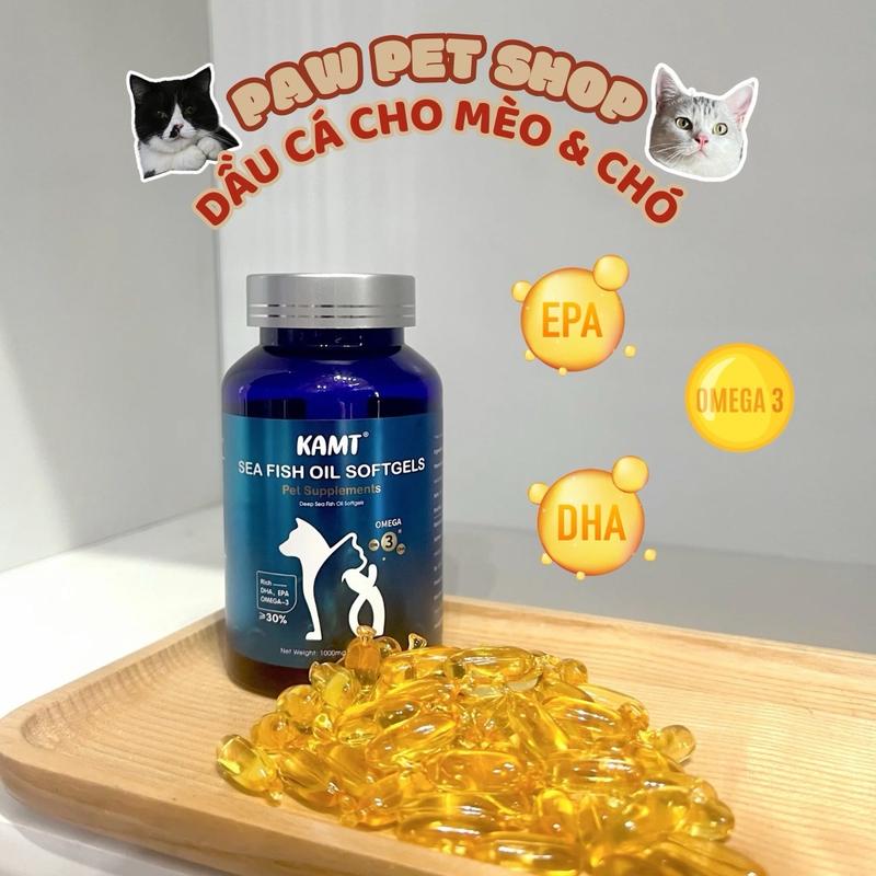  Dầu cá hồi KAMT hỗ trợ giảm rụng lông cho chó mèo bổ xung Omege 3 l Hộp 60 viên 