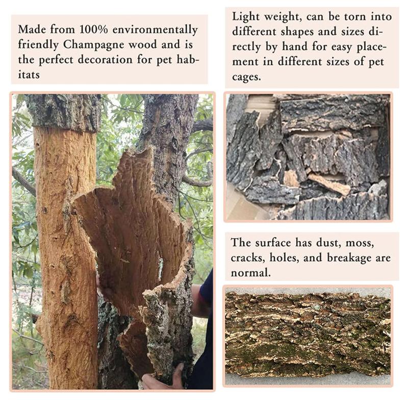 Product Introduction of Reptile Cork Bark Natural Champagne Cork Tree Bark for Tarantula Lizard Habitat Climbing Hiding Habitat Decor Supplies 22