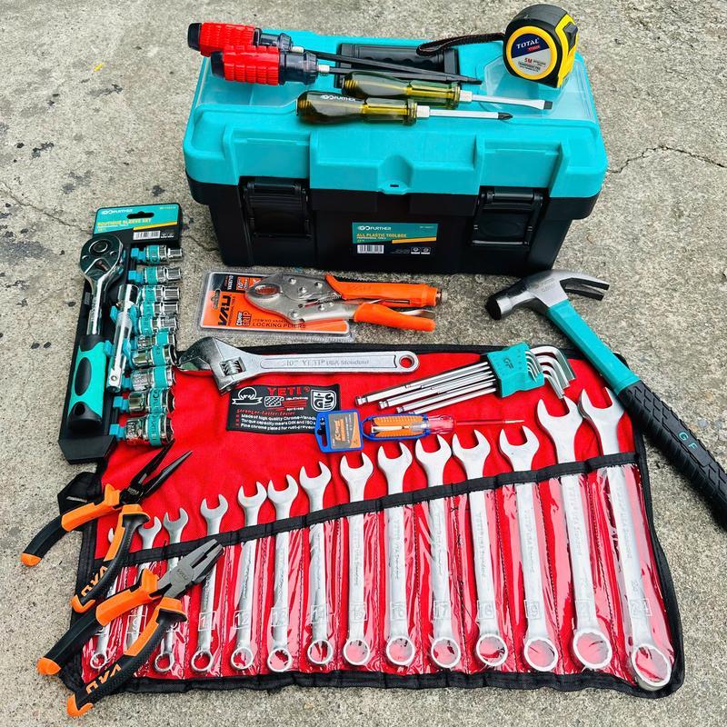 Combo 47 món đồ sửa chữa: Búa 500g, bộ cờ lê, lục giác, tô vít, bộ tuýp, thước mét... dụng cụ sửa chữa cho gia đình đa năng