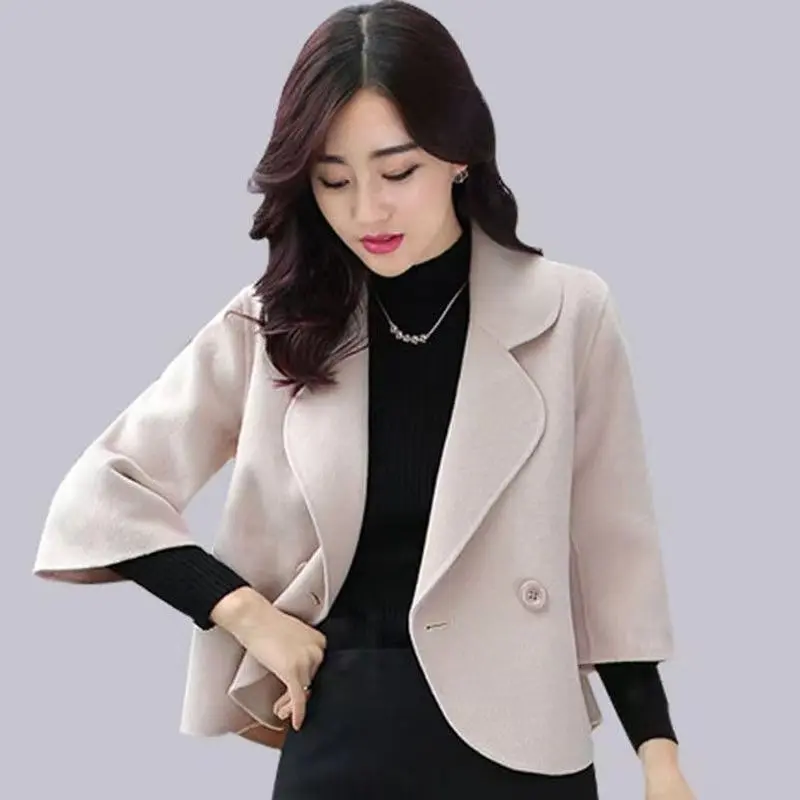 Quần Áo Nữ, Phong Cách Hàn Quốc, Áo Khoác Ngắn Len, Bộ Đồ Thời Trang, Dáng Ôm, Hàng Mới Về Cho Mùa Thu Và Mùa Đông, Bộ Đồ Len Ngắn Jacket Top