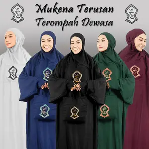 Mukena Terusan Terompah Dewasa - Mukenah Bordir  Hadramaut Polos Traveling Jumbo Rayon Premium Bali Murah Kain Panjang Muslim Variasi Warna