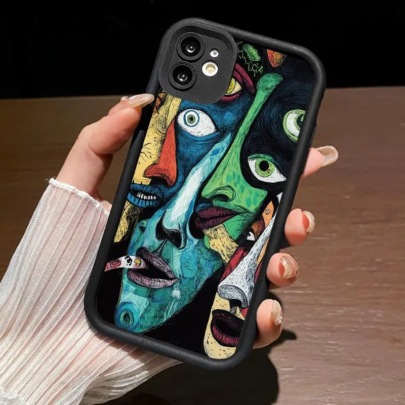 Casing Hp Untuk Iphone 11 11 Pro Max 13 6 6S 7 7 Plus8 Plus 8 SE 2020 2022 X XS XR Silikon TPU Pelindung Kamera Topeng Setan Artistik Soft Case Ponsel Penutup