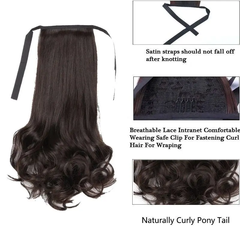 vIRAL Wig Ponytail Premium Kualitas Terjamin Untuk Anak Rambut Palsu Extensions Ponytail Model Panjang Keriting Bahan Sintetis Dengan Klip 2