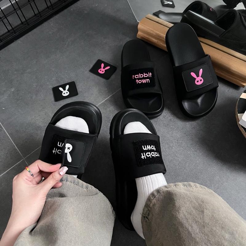 Dép Rabbit Town kèm thẻ logo dán xé nhiều kiểu , quai ngang đế cao 4cm / Kèm Hộp / Bảo Hành