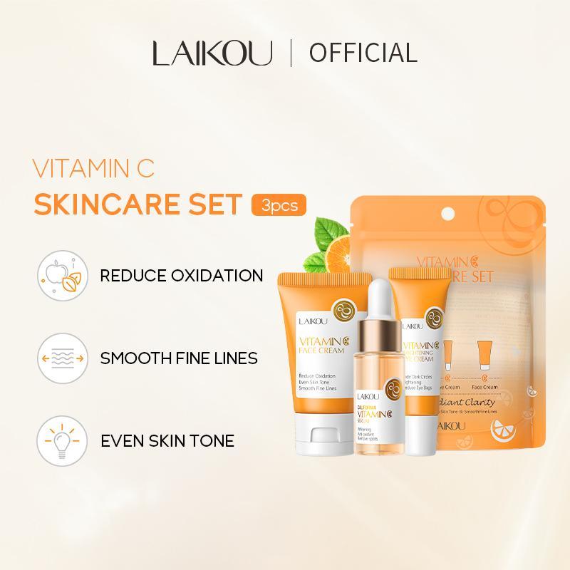 Vitamin C Comfort Skin Care Kit, Including Serum & Eye Cream & Face Cream, Hydrating Nourishing Skincare Kit for Women & Men, Summer Gift, Moisturize 8