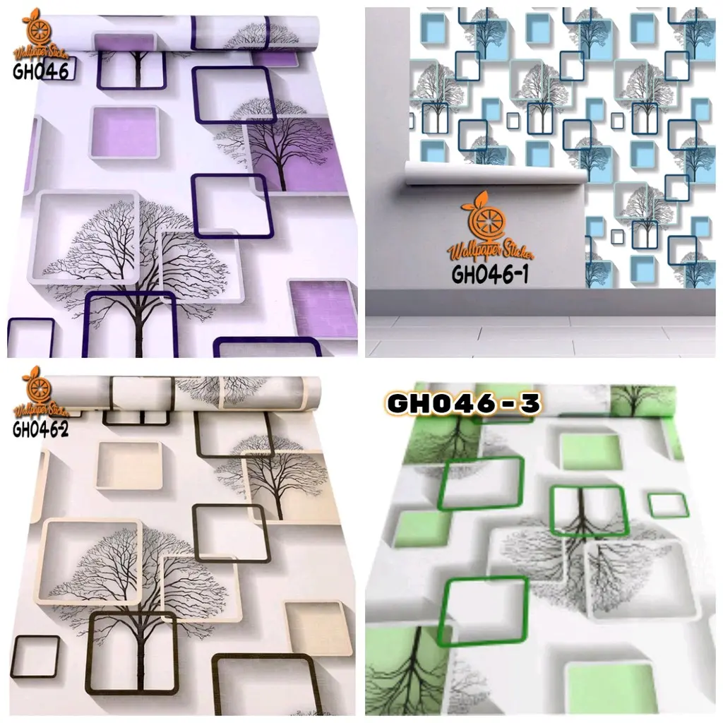 Wallpaper dinding/ stiker dinding motif kotak kotak