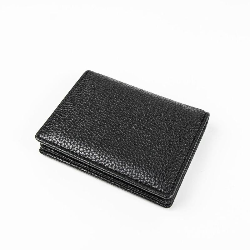 Product Introduction of New Leather Card Holder Lichee Pattern Big Capacity Short Wallet Black Credit Card Holder Men 10
