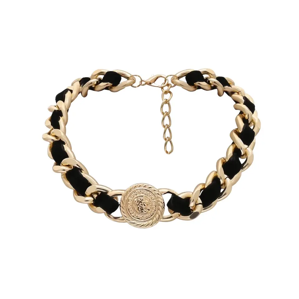 KHLOA Gold Metallic Chunky Necklace