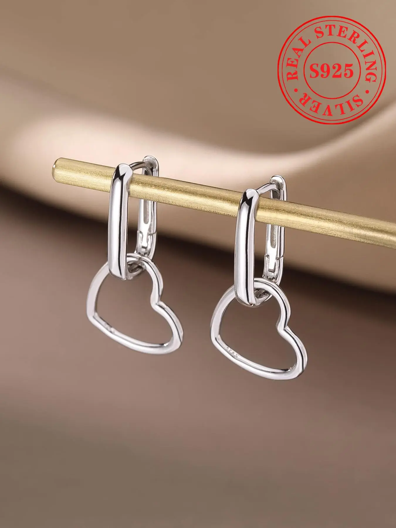 925 Sterling Silver Heart Shaped Hoop Earrings, Fashionable Earrings for Women & Girls, Trendy All-match & Exquisite Jewelry for Birthday Gift