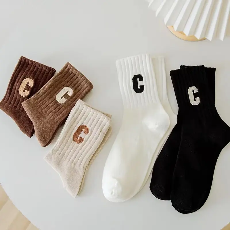 (Túi Zip)Sét 10 Đôi Tất Chữ C Mẫu Cao Cổ Phong Cách Hàn Quốc Nữ Women Voi 7