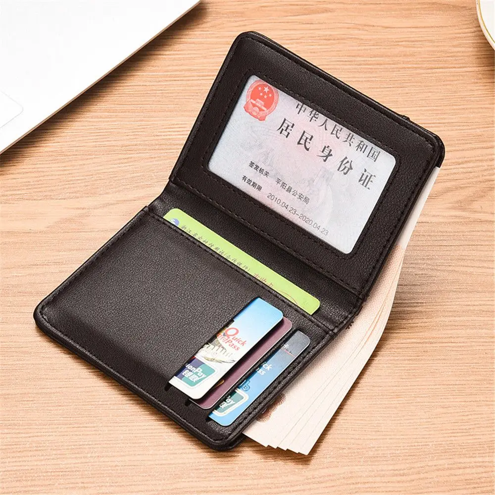 Slim PU Leather Credit Card Bifold Money Clip Short Leather Purses Men Wallet ID Card Holder