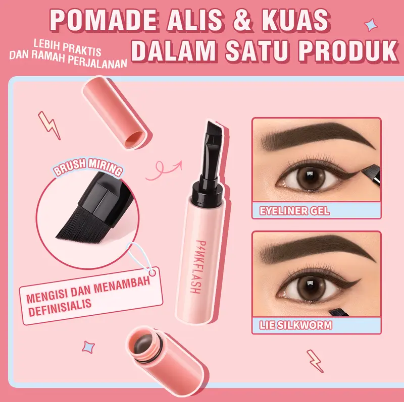 [Official] [BPOM]PINKFLASH #ColorLock Waterproof Eyebrow Pomade Cream High Pigment Smudge-proof Long-lasting Non-caking Soft Smooth Quick-drying Shaping 6