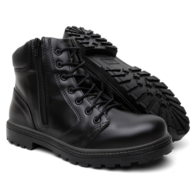 Bota Coturno Masculino Adventure Segurança Em Couro Ajuste Zíper Lateral Cano Médio Resistente