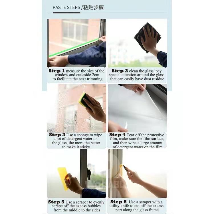 Ready Stock Electrostatic Window Film Privacy Film Non Adhesive ...