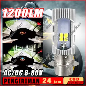 LED Motor Depan DC M5 2 Sisi 6500K Super Terang Putih Bersih Bohlam Kaki 1 Plug n Play Untuk Beat Vario Mio Xeon Vega Revo Fino Satria FU Shogun Vega R Blade Jupiter CBR Legenda Dll Lampu Depan Motor DC Tahan Guncangan Dan Panas