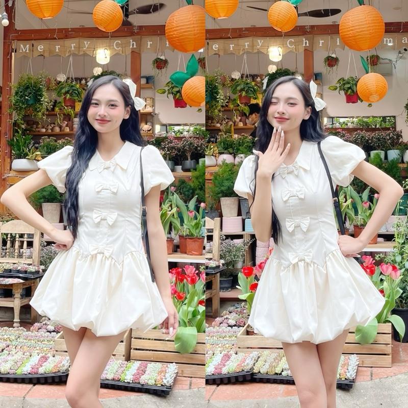 Váy bồng xoè dáng bí thường mặc dáng ngắn đính nơ tay bồng kèm quần bảo hộ dilyshop - V89 | BigBuy360 - bigbuy360.vn Váy bồng xoè dáng bí thường mặc dáng ngắn đính nơ tay bồng kèm quần bảo hộ dilyshop - V89 | BigBuy360 - bigbuy360.vn