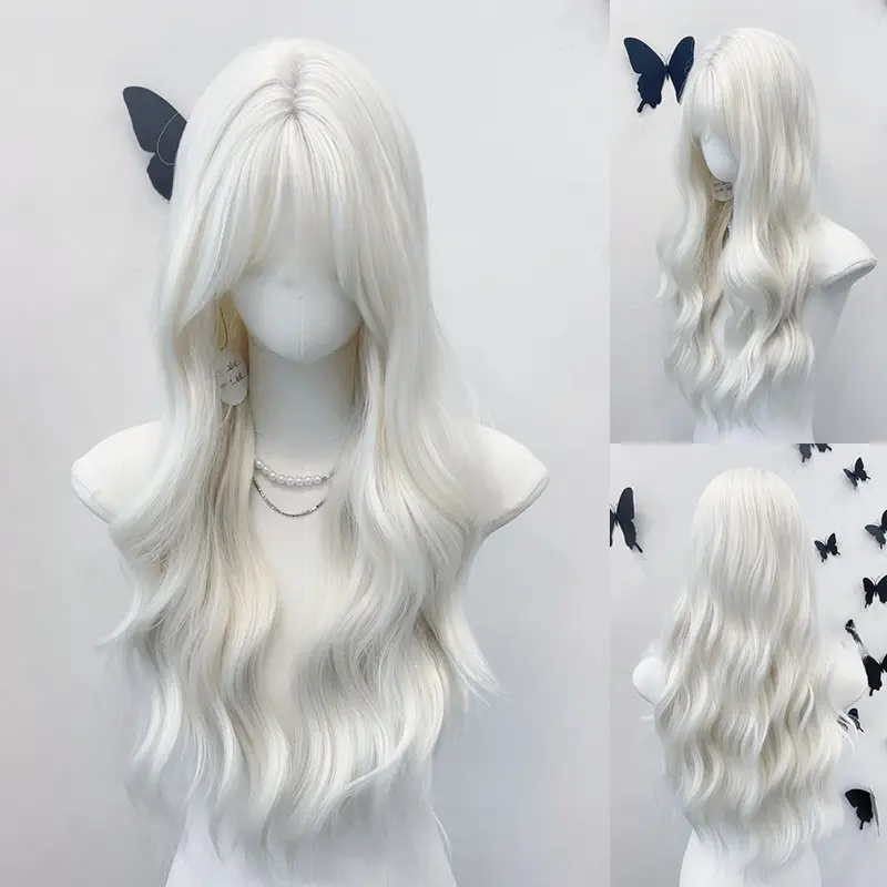 Long Gray Curly Wig, with Bangs, Big Curly Wig, Korean Style  display picture 1