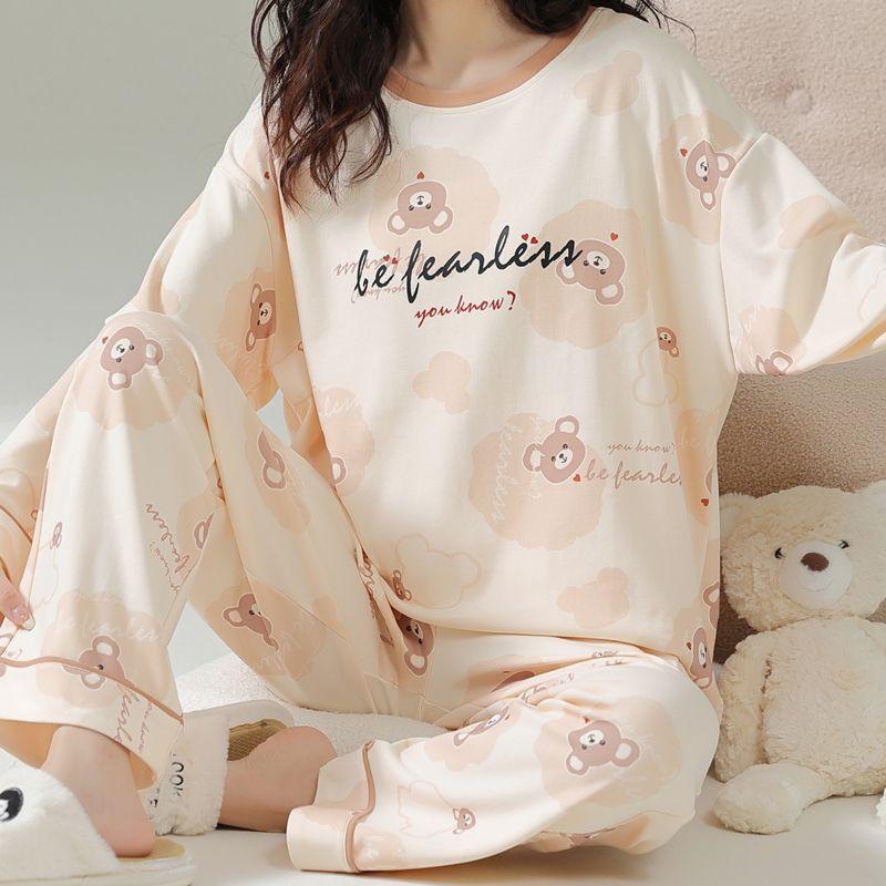 Bộ Đồ Ngủ Cao Cấp Cho Nữ, 100% Cotton, Bộ Dài Áo Dài Tay Và Quần Dài, Dáng Rộng Thích Hợp Cho Mùa Xuân Và Mùa Thu, Lý Tưởng Cho Học Sinh Mặc Nhà Mùa Hè, Thiết Kế Độc Đáo, Thoải Mái, Thanh Lịch, Đẹp Mắt 5