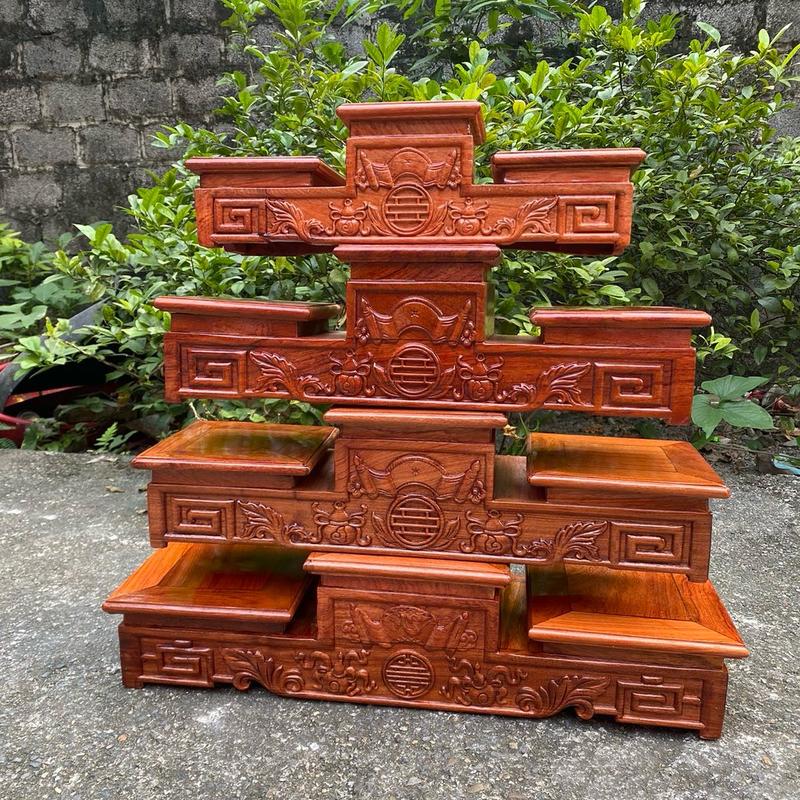 Tam cấp gỗ hương nhập khẩu decor ban thờ gia tiên Decor Trang Trí Nhà bàn thờ kệ than trùm năm cam den bantho đồ đồng lộc thần