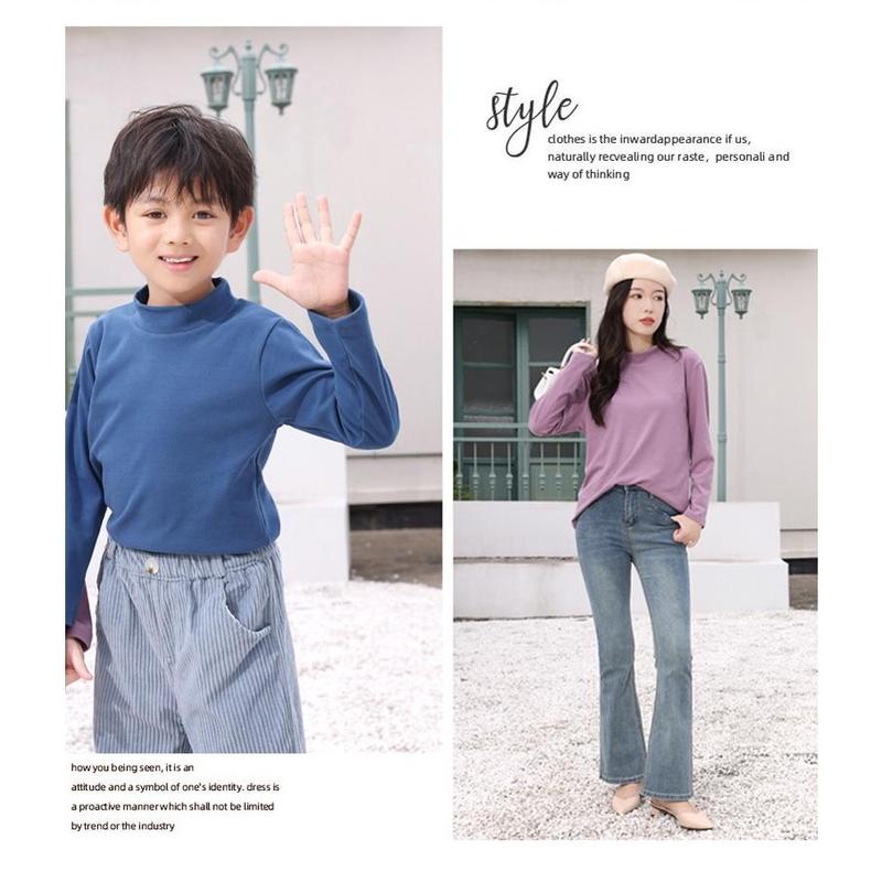 (11-80kg)Áo gia đình áo bông cổ lọ dài tay thu đông 100% cotton kháng khuẩn 5A MAMDADKID không ra màu, không xù lông size đại 6