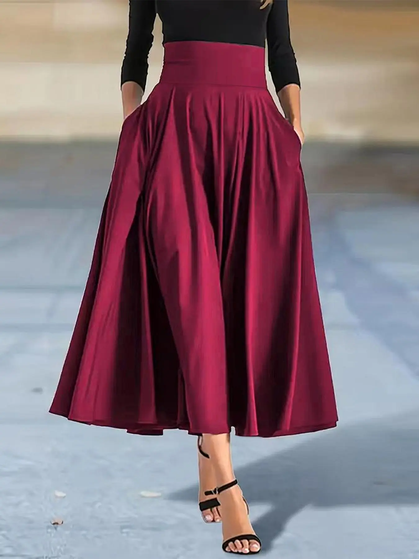 Women's Plain Skirt, Elegant Solid Color Skirt for Party Holiday Wedding Guest, Ladies Bottoms for All Seasons