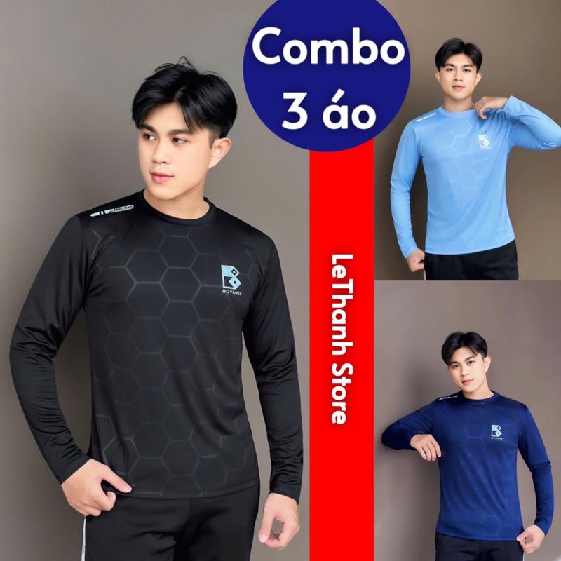 [COMBO 2-3 ÁO] Thun Dài Tay Sport Áo Giữ Nhiệt Cổ Tròn Thể Thao Nam Tập Gym Co Dãn 4 Chiều Menswear Top